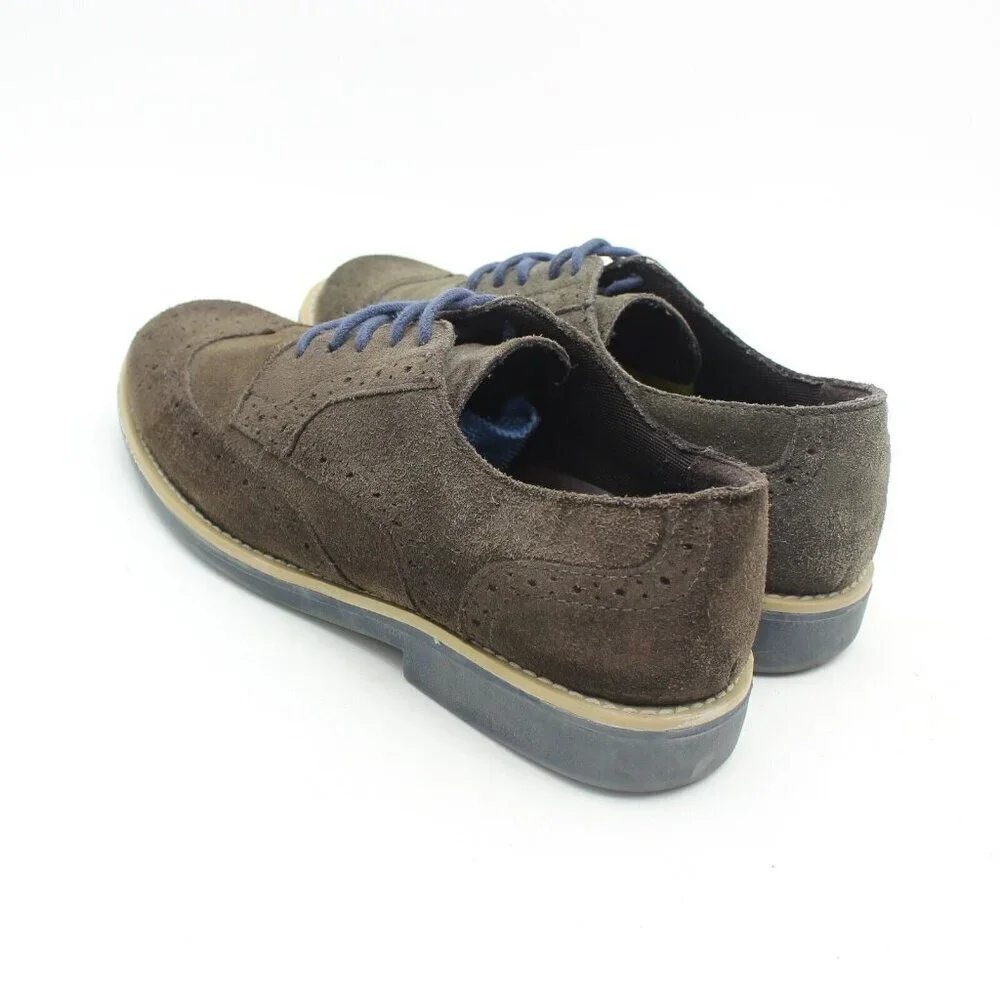 Sonoma Mens Brown Suede Leather Wing Tip Derby Shoes